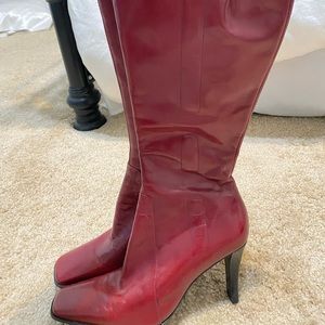 Sz 7.5 deep red boots by Nine West
